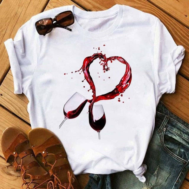 T-shirt Feminina Casual Wine - Estampa 3D