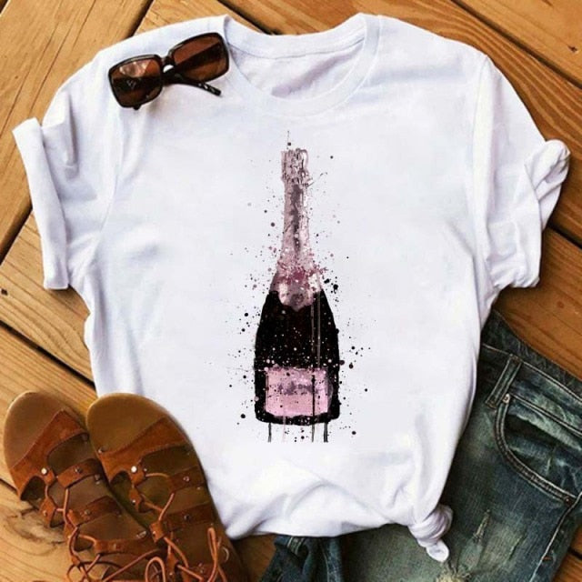 T-shirt Feminina Casual Wine - Estampa 3D